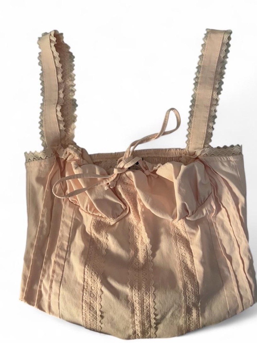 Beverly and Beck Peach Smocked Bustier Top